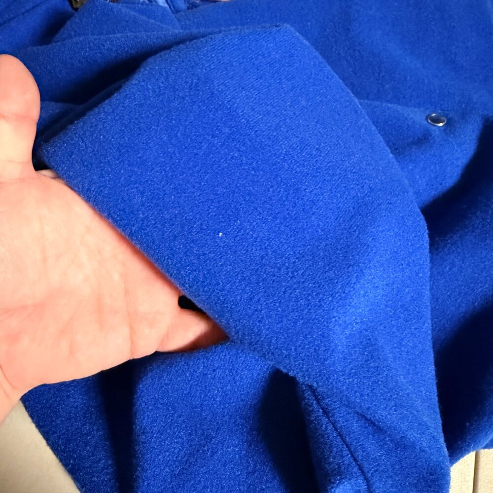 Vintage Cuddle Royal Blue House Dress Snap Front Embroidered Yoke Robe L - Picture 10 of 10
